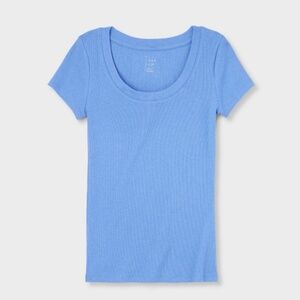 A New Day Olive Green Slim Fit Ribbed Short Sleeve Tee Shirt Size M Medium NEW